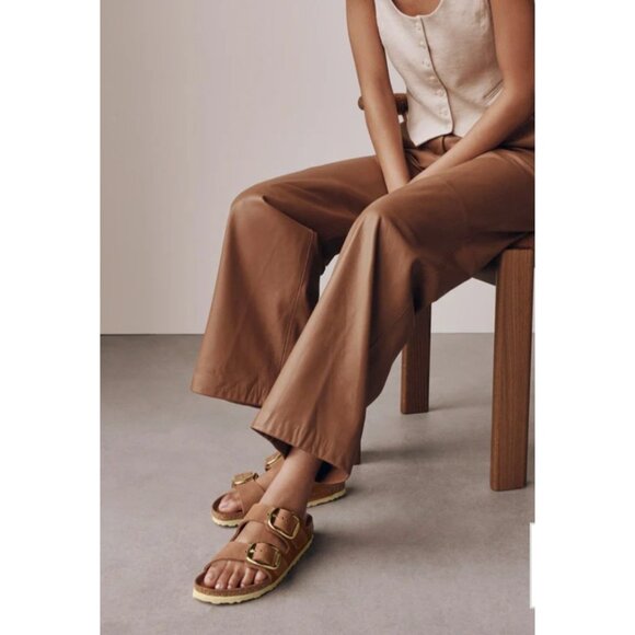 Birkenstock Arizona Big Buckle Narrow Slide Sandal Women Cognac Oiled Leather 39 - Picture 10 of 11